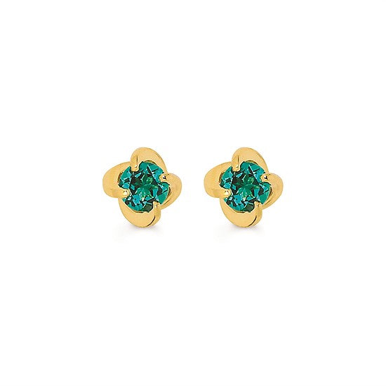 Emerald Twist Stud Earrings in Yellow Gold - Talisman Collection Fine Jewelers