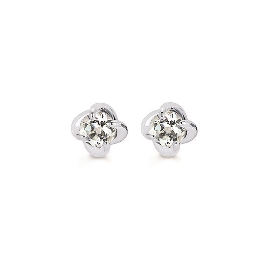 White Sapphire Twist Stud Earrings in White Gold - Talisman Collection Fine Jewelers