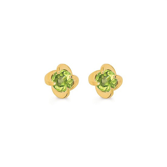 Peridot Twist Stud Earrings in Yellow Gold - Talisman Collection Fine Jewelers
