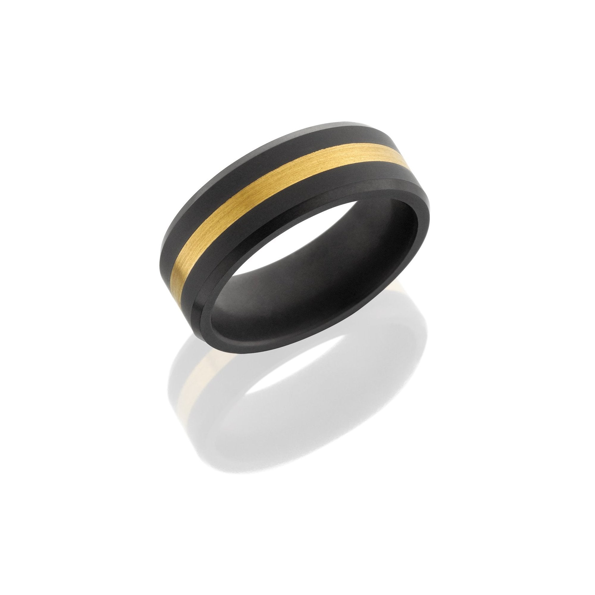 Matte Ares Black Diamond Band with 24k Yellow Gold Inlay - Talisman Collection Fine Jewelers