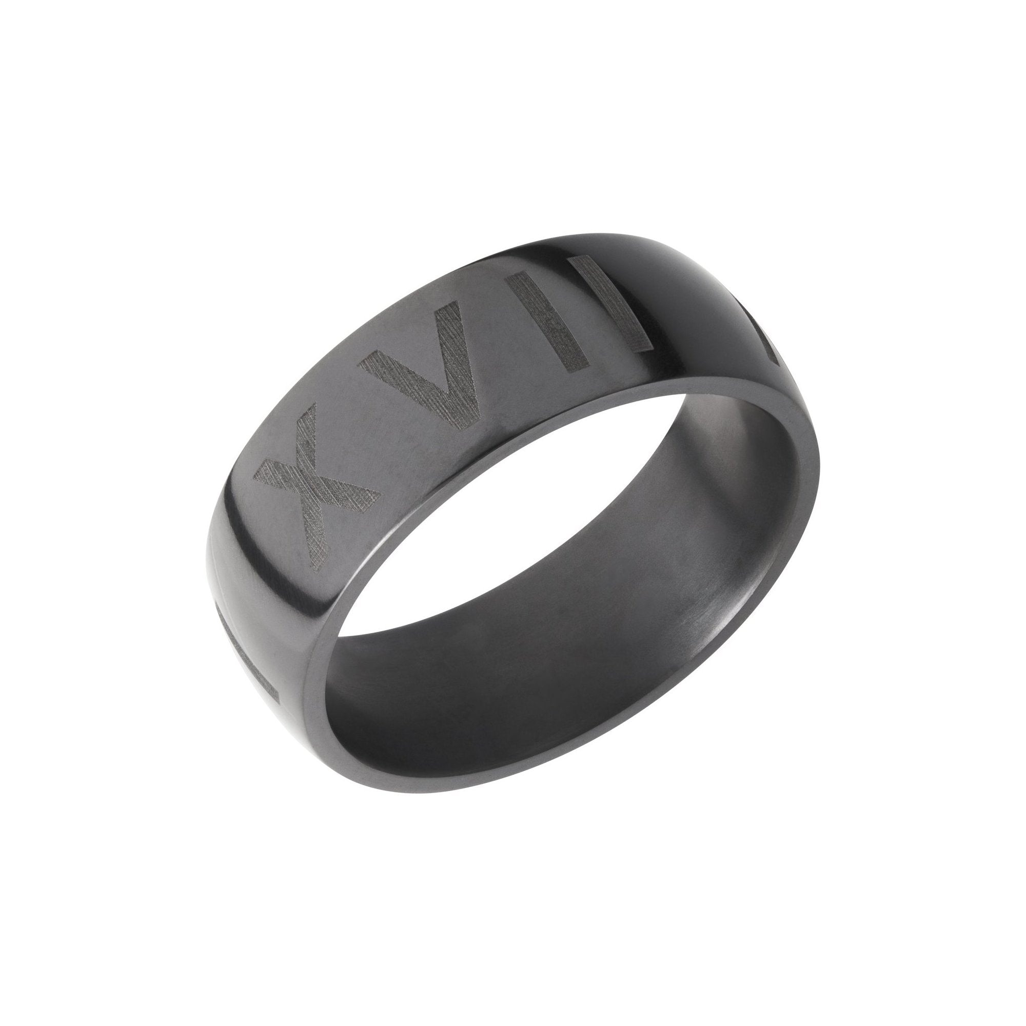 Elysium Black Diamond Band with Custom Roman Numeral Etching - Talisman Collection Fine Jewelers