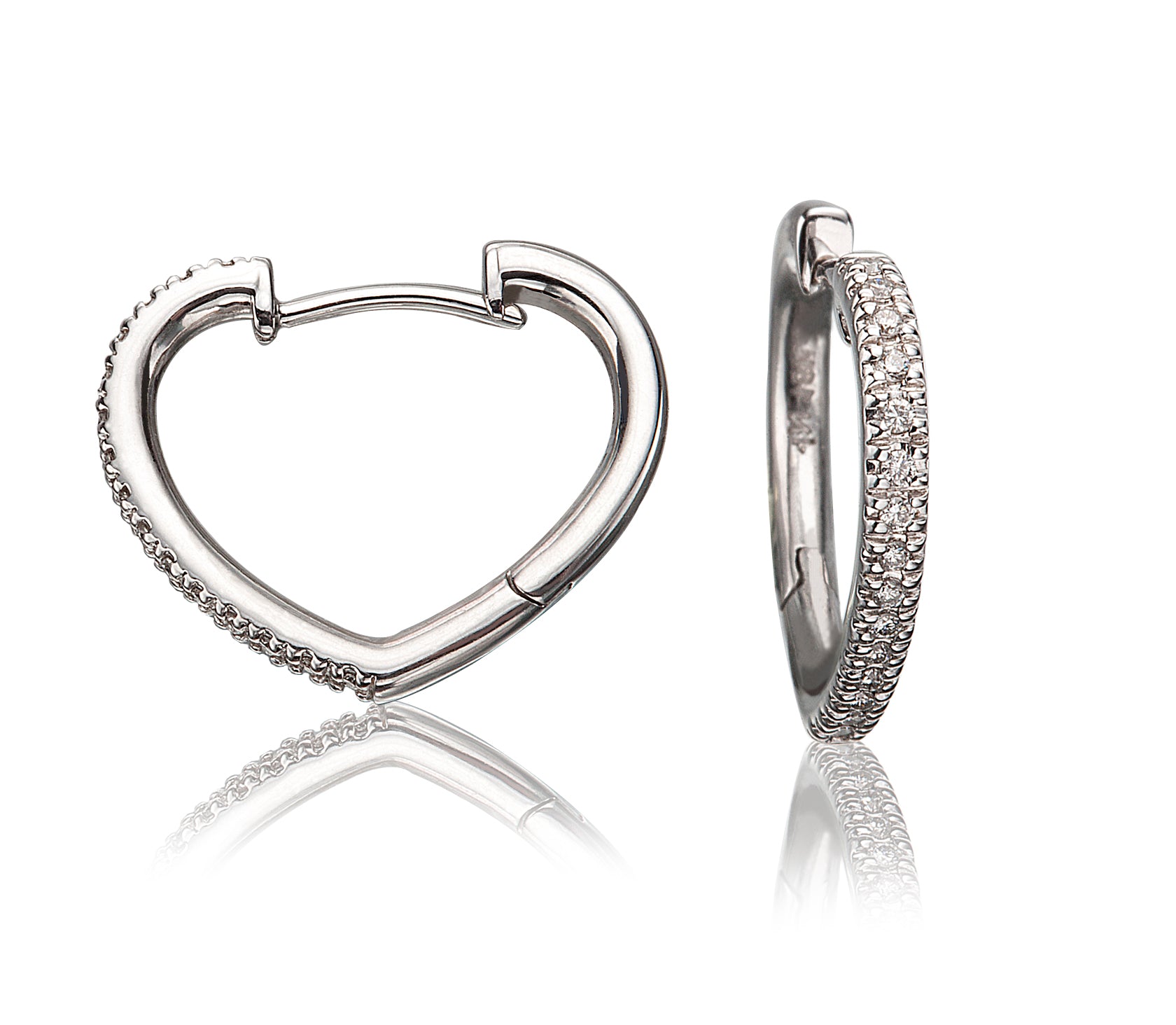 Diamond Heart Hoop Earrings by Lisa Nik