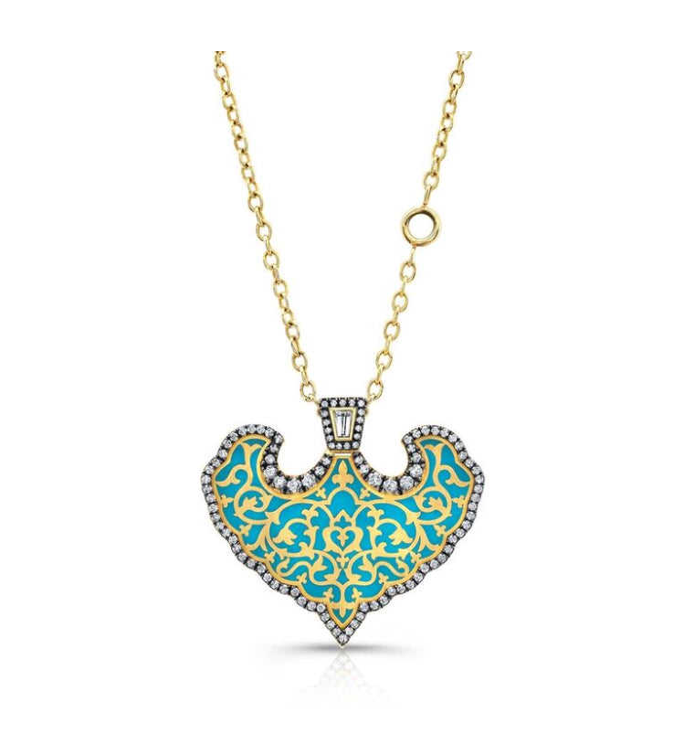 18k Yellow Gold Royal Dreams Enamel Pendant by Lord Jewelry - Talisman Collection Fine Jewelers