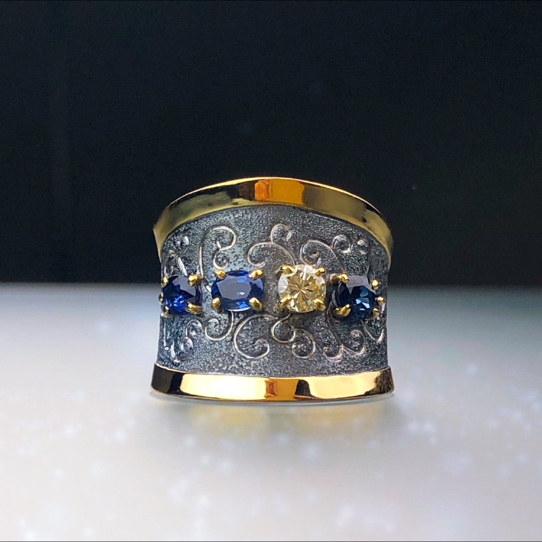 Rhapsody Blue Sapphire and Diamond Ring by Margisa - Talisman Collection Fine Jewelers