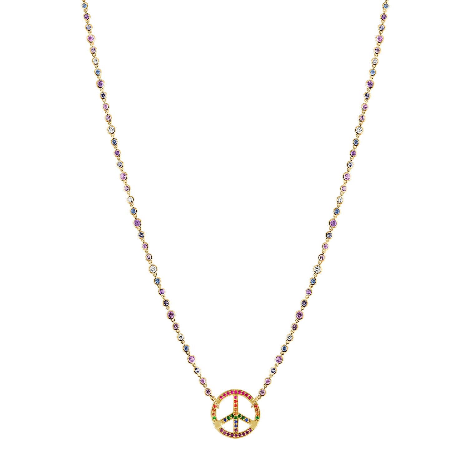 Rainbow Sapphire Peace Necklace by Eden Presley