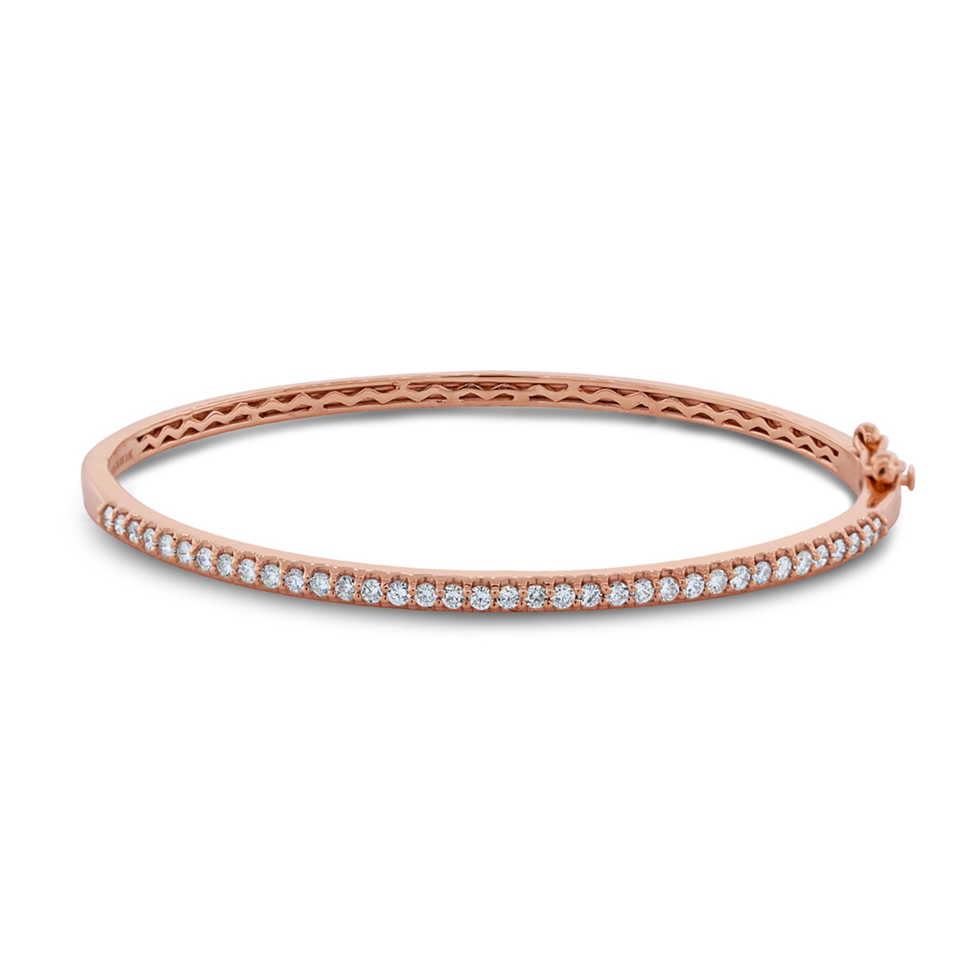 Diamond Bangle Bracelet in 14k Rose Gold, 1.03 Total Carat Weight - Talisman Collection Fine Jewelers