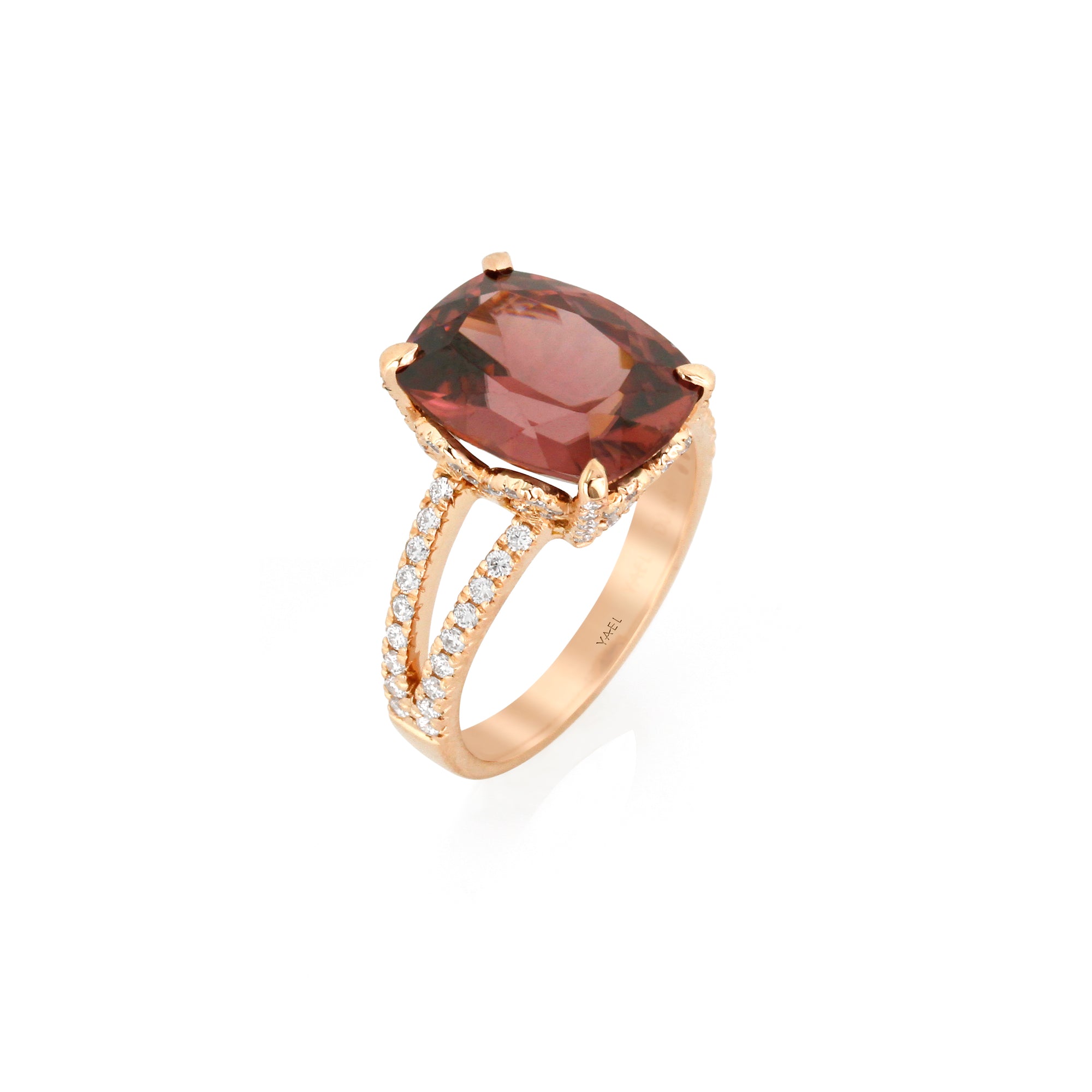 Cinnamon Zircon and Diamond Ring by Yael in 18k Rose Gold - Talisman Collection Fine Jewelers