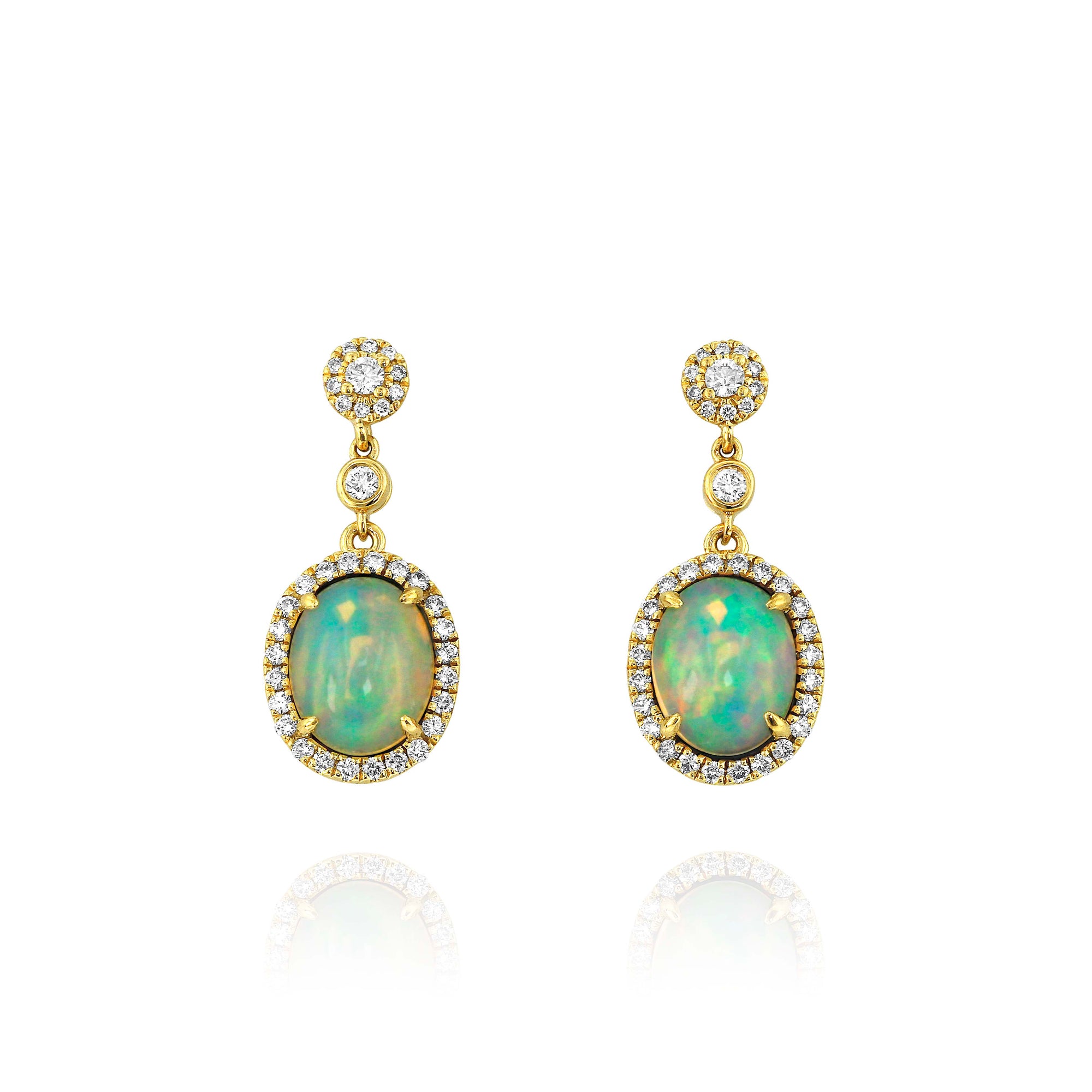Opal and Diamond Drop Earrings by Yael - Yellow Gold - Talisman Collection Fine Jewelers