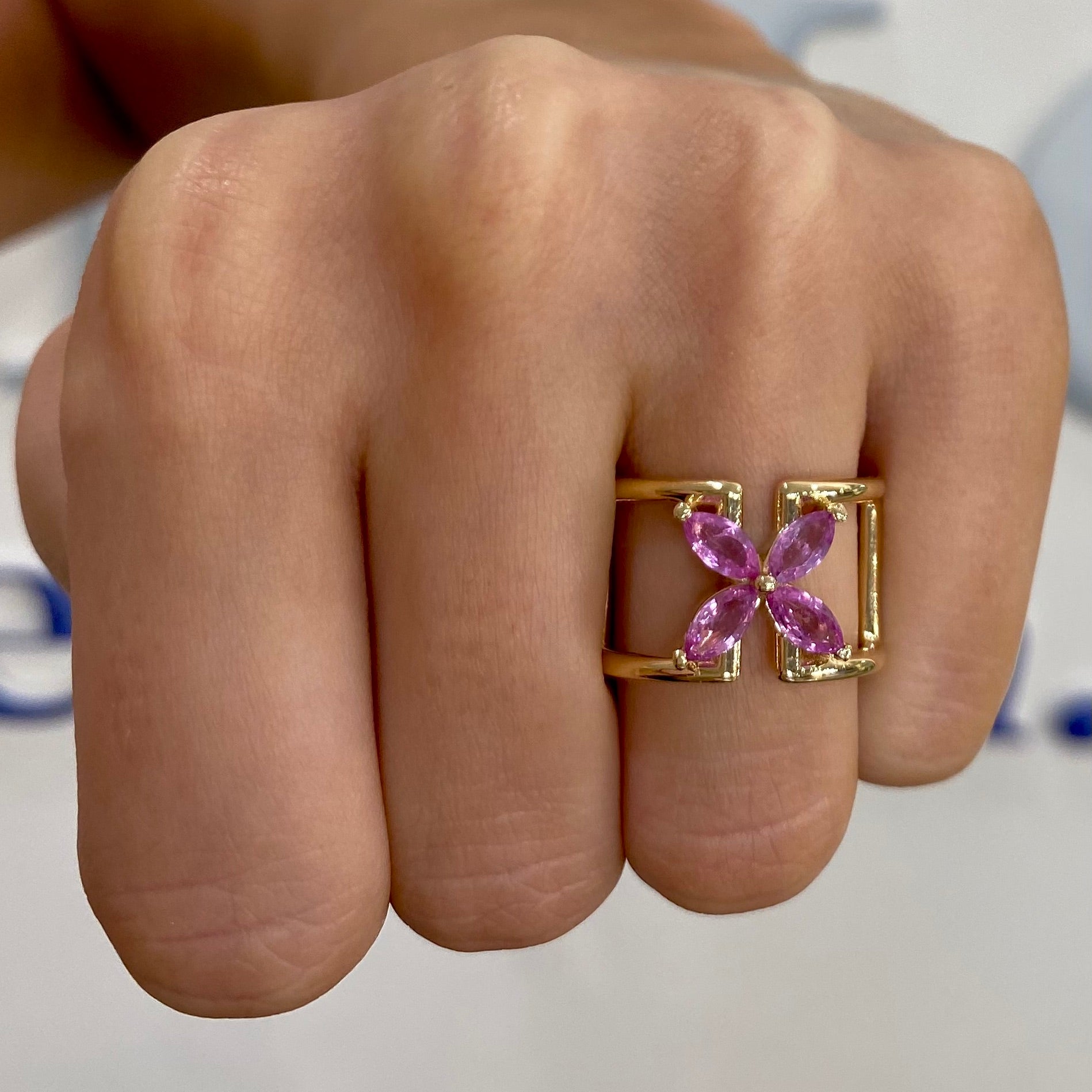 Pink Sapphire Mariposa Ring by Gemma Couture