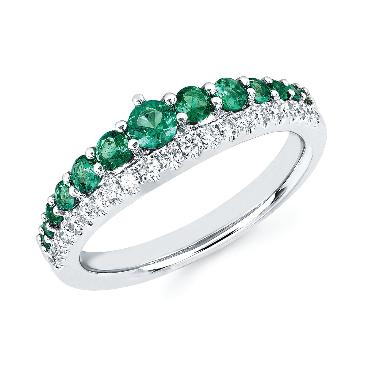 Diamond and Emerald May Birthstone Stack Ring - Talisman Collection Fine Jewelers