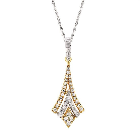 Diamond Kite Necklace in White and Yellow Gold - Talisman Collection Fine Jewelers
