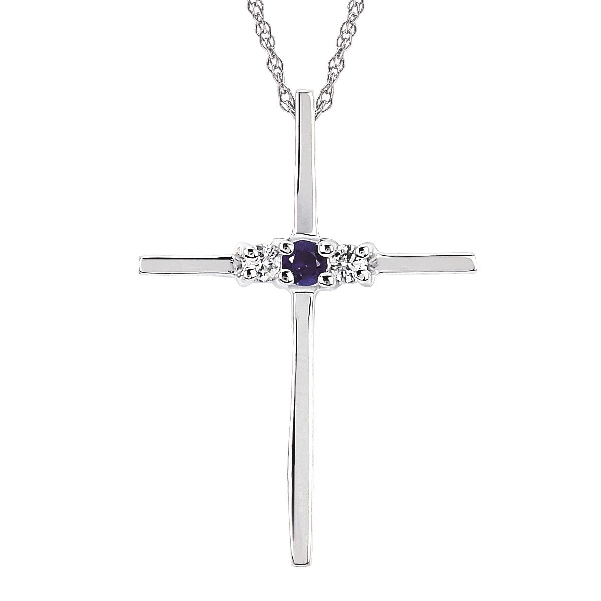 Blue Sapphire and Diamond Cross Necklace - Talisman Collection Fine Jewelers