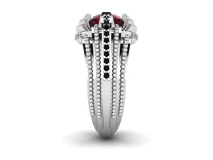 "Stairway" Black Diamond and Garnet Ring by Geoff Thomas - Talisman Collection Fine Jewelers