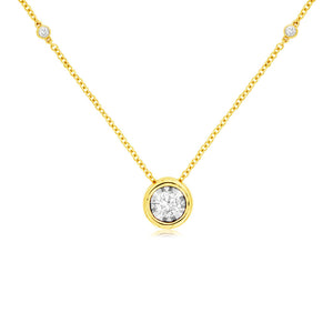 Bezel-Set Floating Diamond Necklace in 14k Yellow Gold - Talisman Collection Fine Jewelers