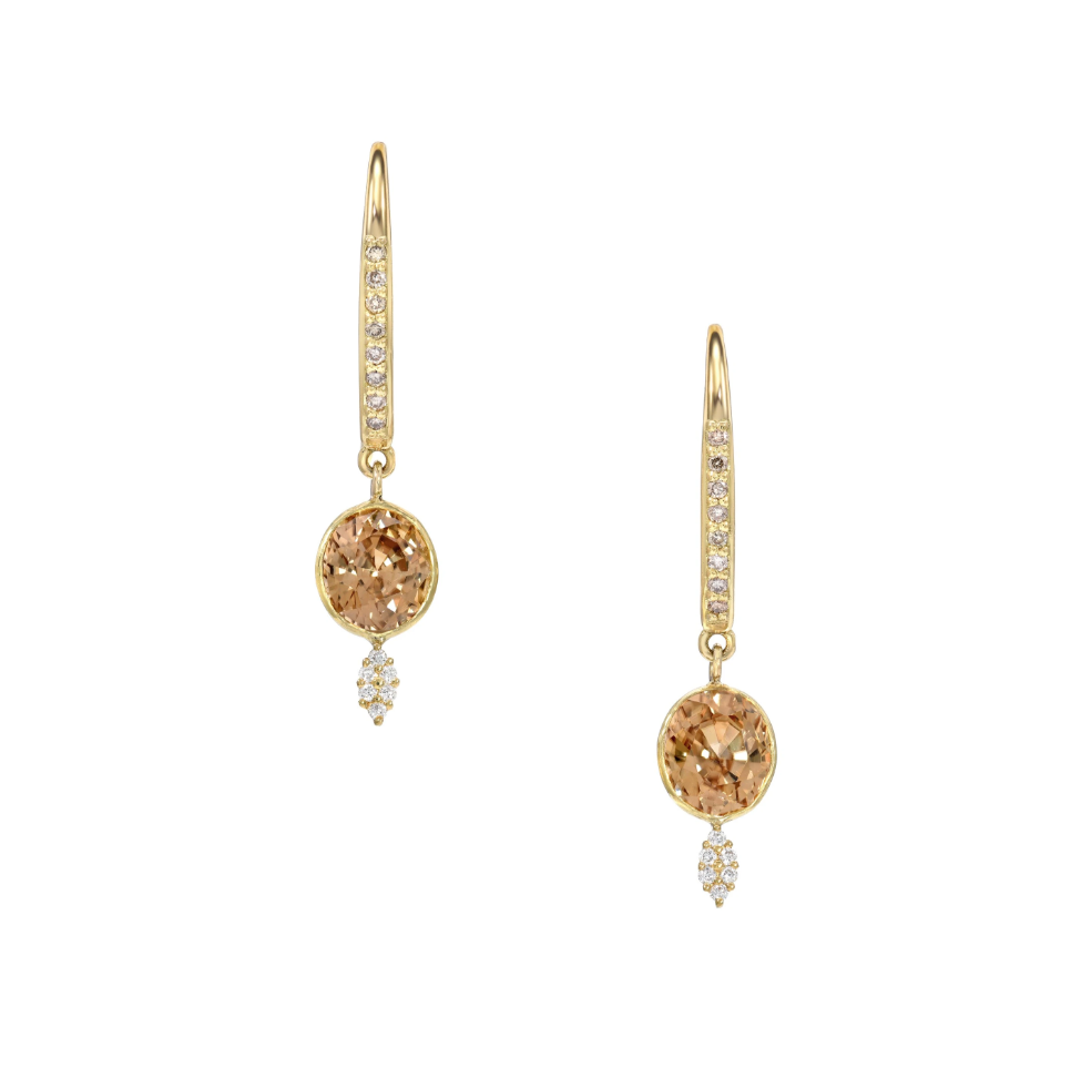 Champagne Zircon Diamond Cluster Earrings by Meredith Young