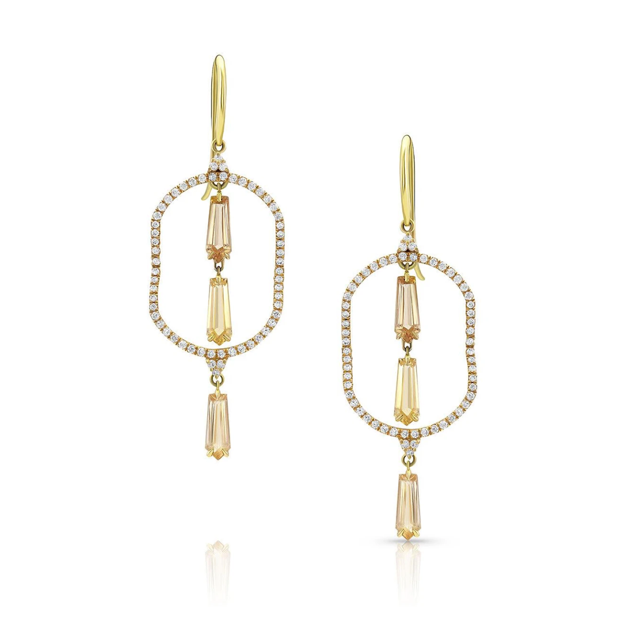 Diamond Shield Imperial Topaz Earrings by Meredith Young