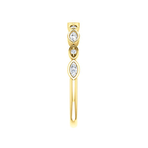 Alternating Marquise and Round Diamond Stack Band in White, Yellow or Rose Gold - Talisman Collection Fine Jewelers