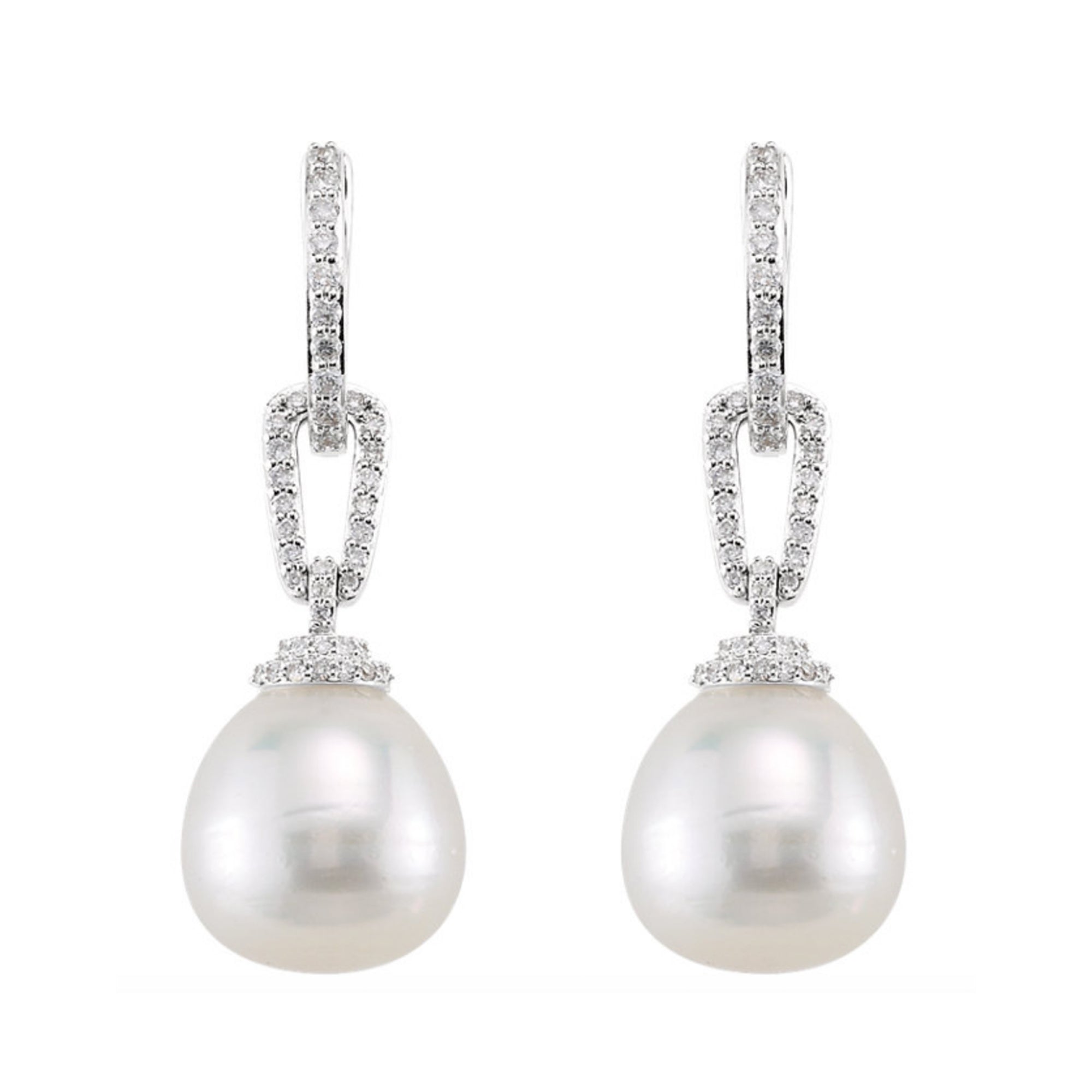 South Sea Pearl and Diamond Earrings - White Gold - Talisman Collection Fine Jewelers