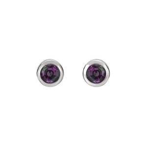 Bezel-Set Genuine Gemstone Stud Earrings in White, Yellow or Rose Gold - Talisman Collection Fine Jewelers