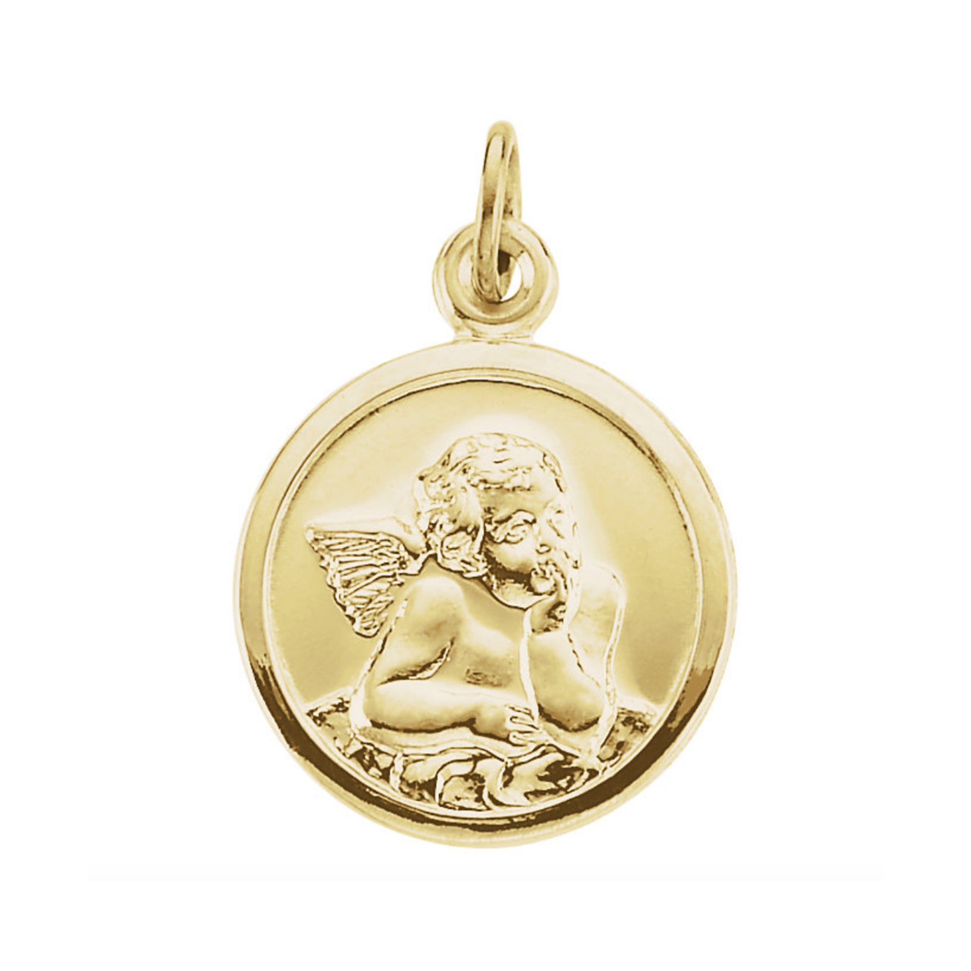 14k Yellow Gold Cherub "Guardian Angel" Pendant - Talisman Collection Fine Jewelers
