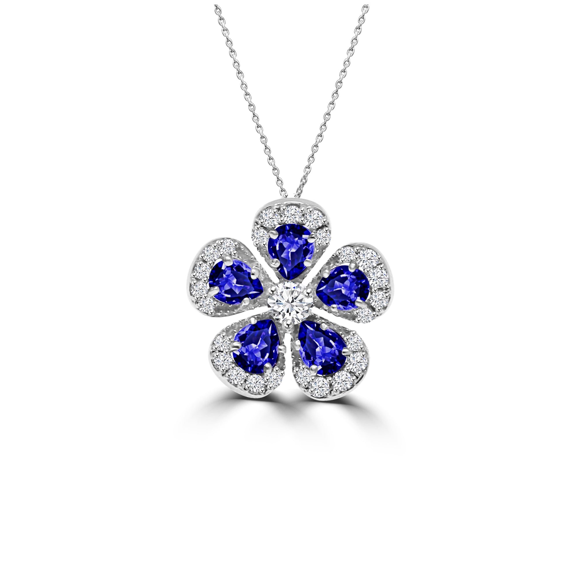Sapphire and Diamond Camomile Necklace by Vivaan - Talisman Collection Fine Jewelers