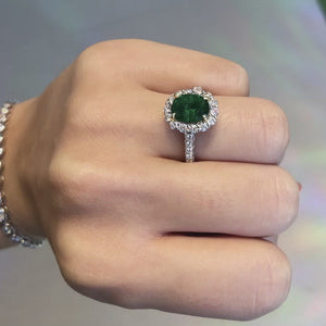 Emerald and Diamond Victoria Ring