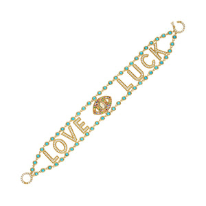 Turquoise Love Luck Mantra Bracelet by Eden Presley