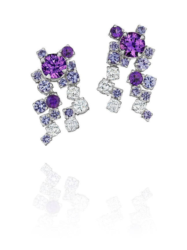 Melting Ice 18k White Gold Purple Sapphire Earrings by MadStone - Talisman Collection Fine Jewelers