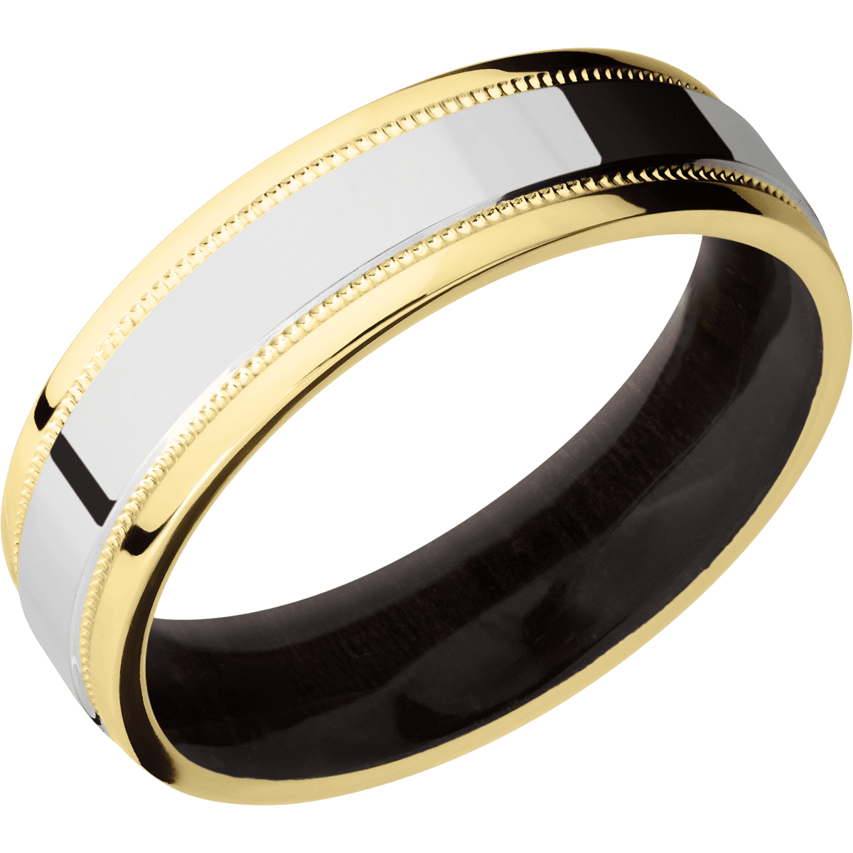 14K Yellow Gold + Polish , Polish Finish + Madagascar Rose Wood