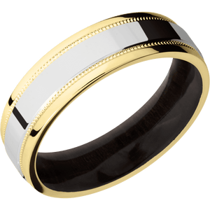 14K Yellow Gold + Polish , Polish Finish + Madagascar Rose Wood