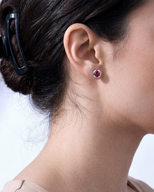 Ostbye Pink Tourmaline Bezel Stud Earrings