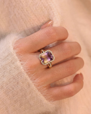 LALI Amethyst & Diamond Octagon Ring