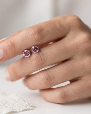 Ostbye Pink Tourmaline Bezel Stud Earrings