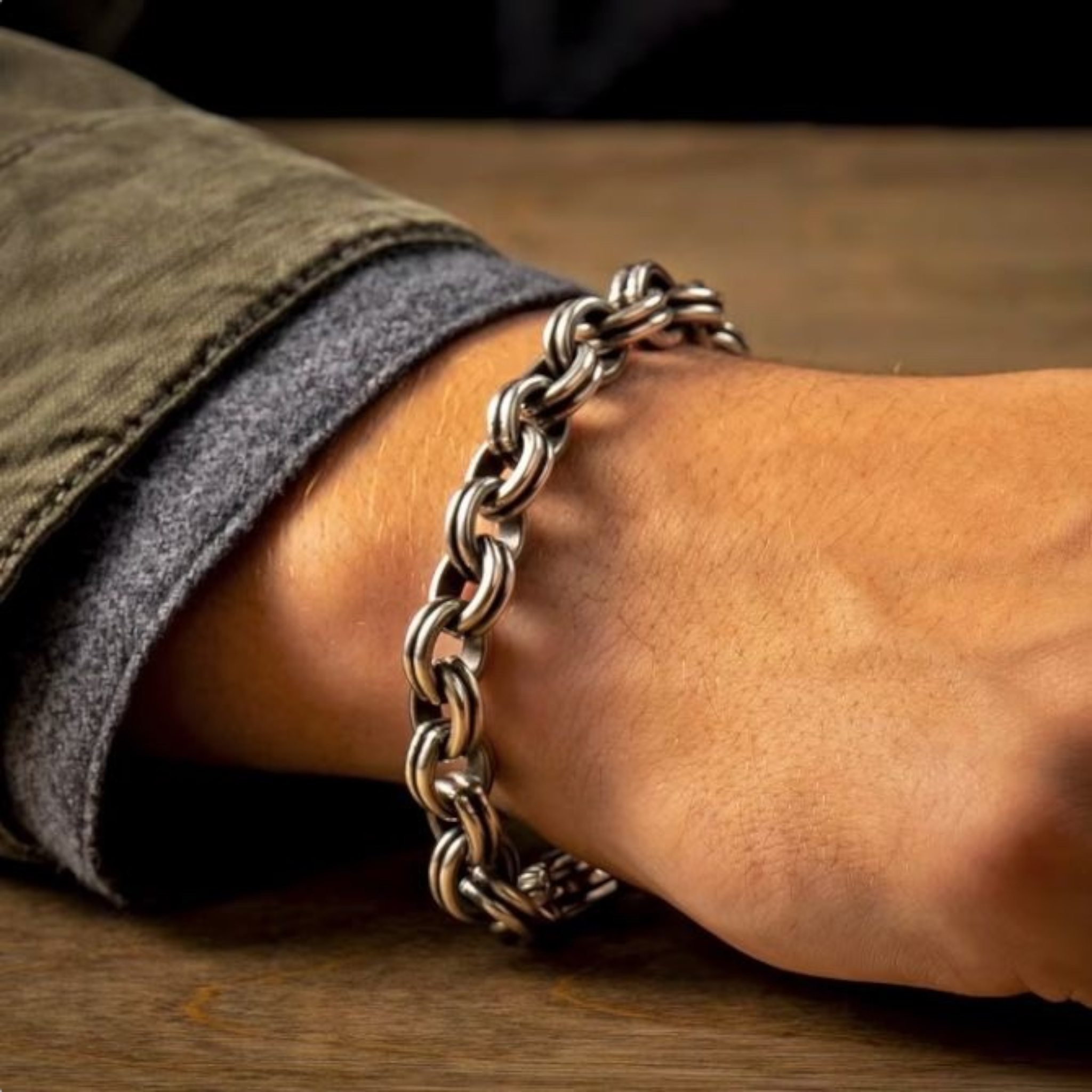 Sterling Silver Oxidized 'Crete' Rolo 10.8mm Bracelet Sz Lrg by William Henry available at Talisman Collection Fine Jewelers in El Dorado Hills, CA and online