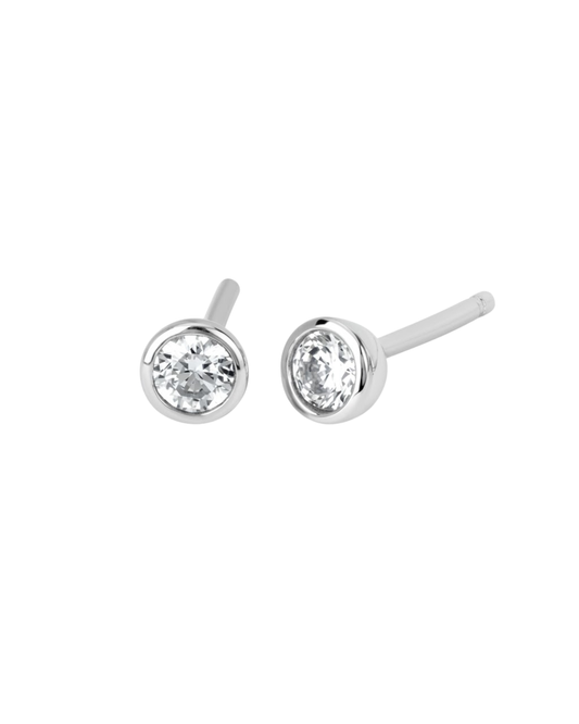 Ostbye White Sapphire Bezel Stud Earrings