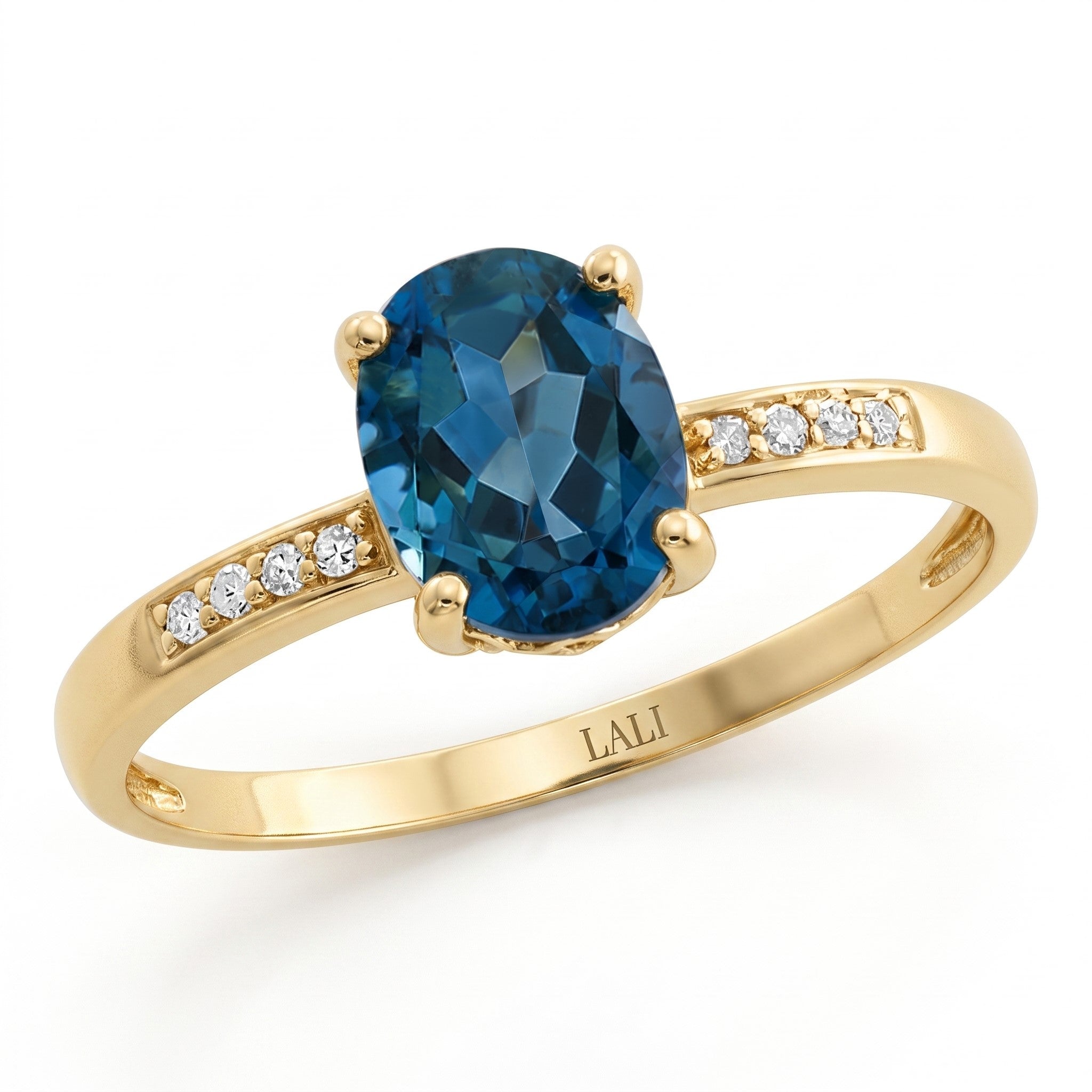 LALI London Blue Topaz & Diamond Ring