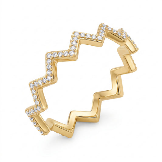 Malakan Sculptural Zig-Zag Diamond Ring