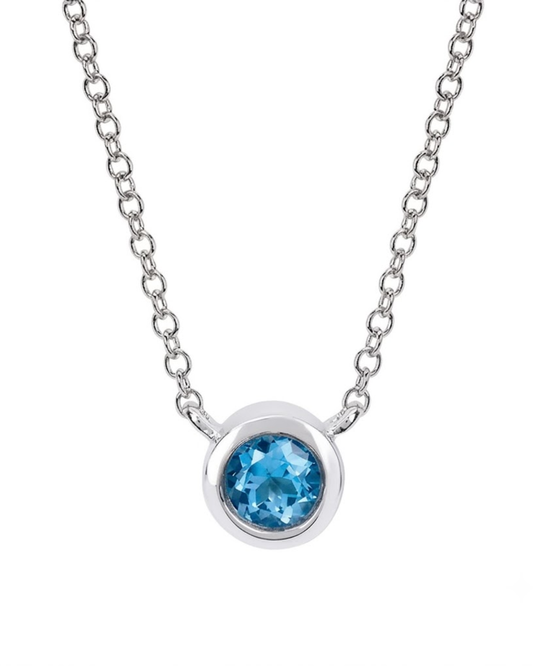 Ostbye Blue Topaz Bezel Pendant Necklace