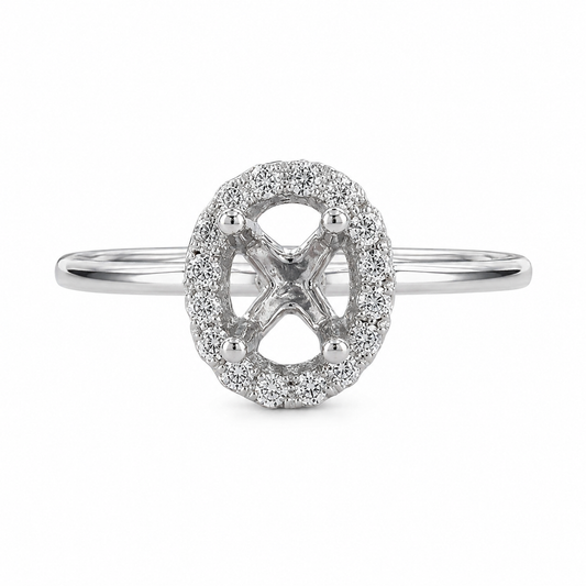 Malakan Oval Halo Semi-Mount Engagement Ring