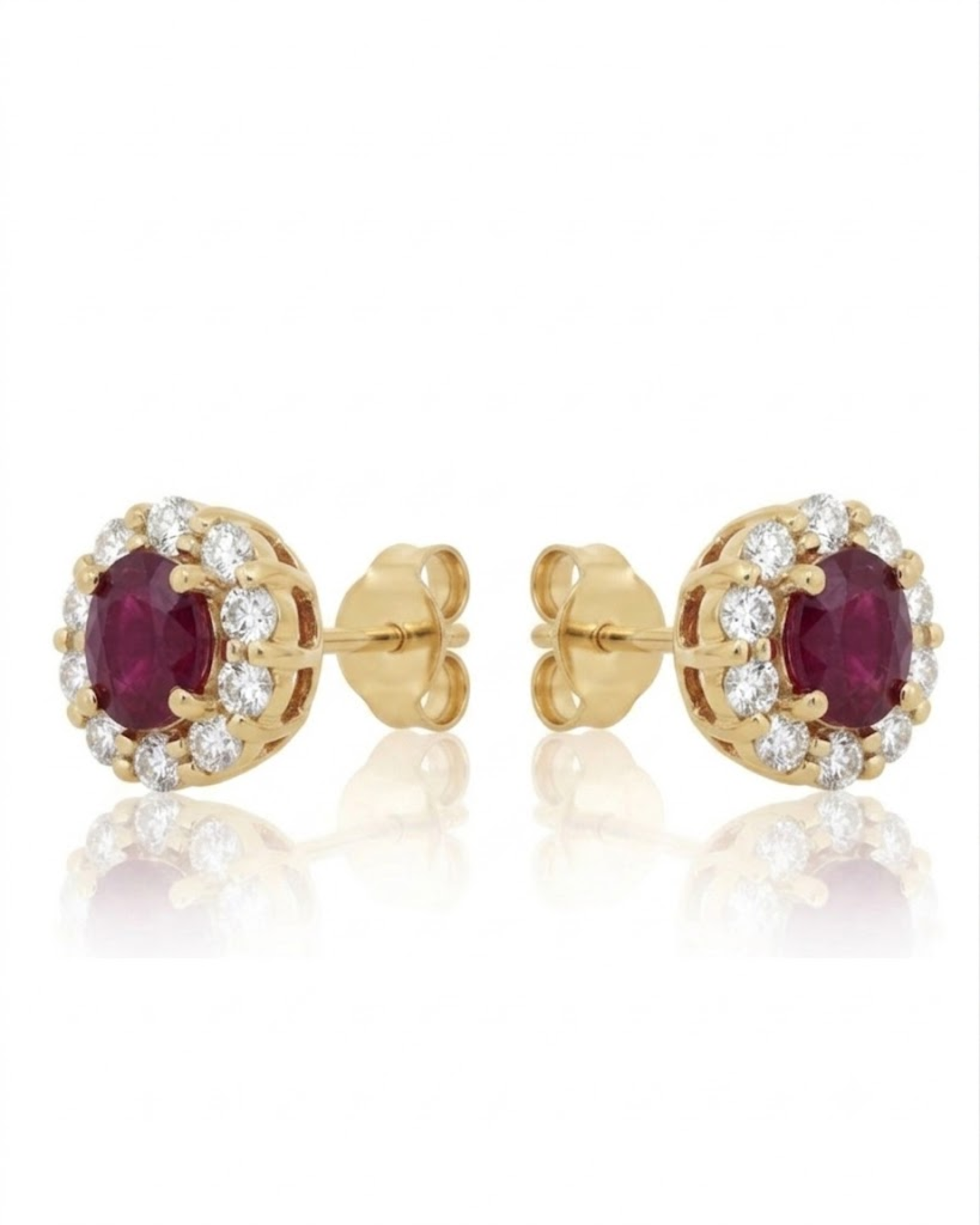 Royal Ruby & Diamond Halo Stud Earrings