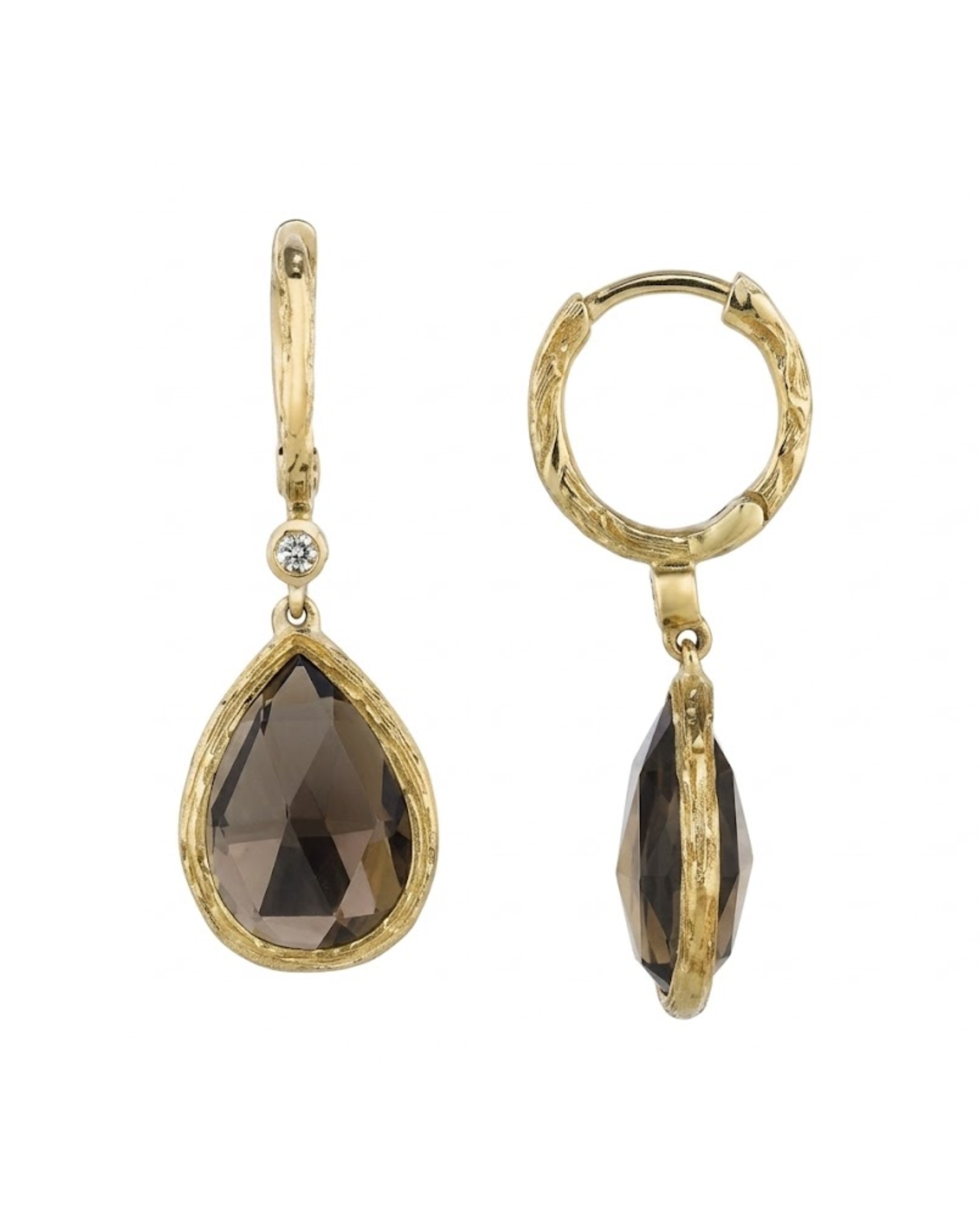 Royal Smoky Quartz & Diamond Earrings