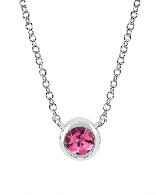 Ostbye Pink Tourmaline Bezel Pendant Necklace