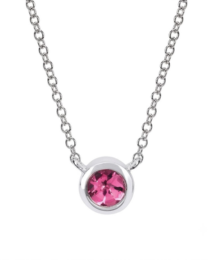 Ostbye Pink Tourmaline Bezel Pendant Necklace