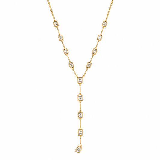 Malakan Emerald-Cut Diamond Y Necklace