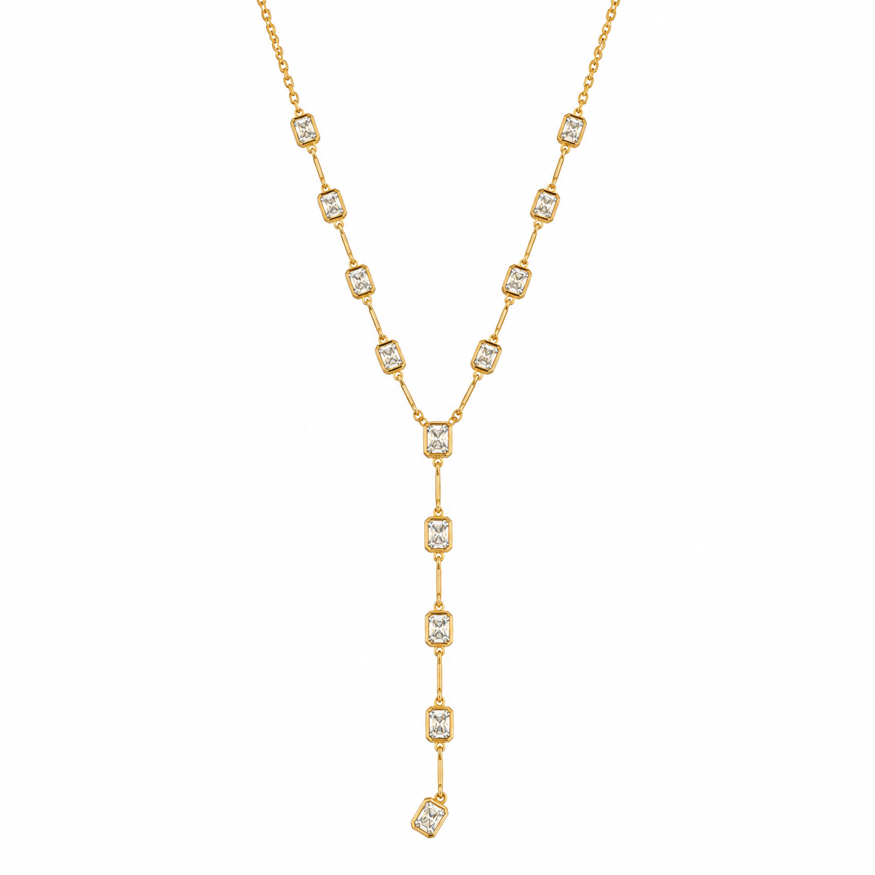 Malakan Emerald-Cut Diamond Y Necklace