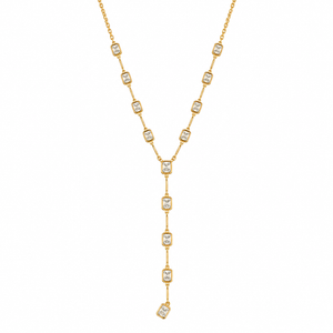 Malakan Emerald-Cut Diamond Y Necklace