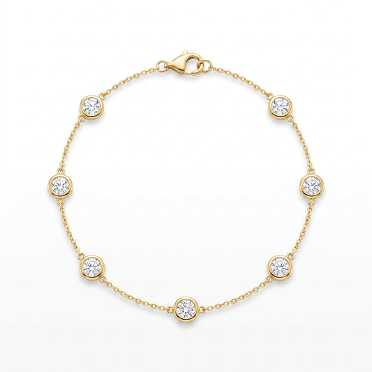 Malakan Yellow Gold Diamond Station Bracelet