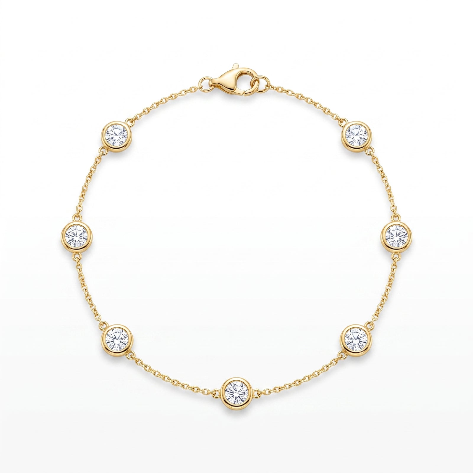 Malakan Yellow Gold Diamond Station Bracelet