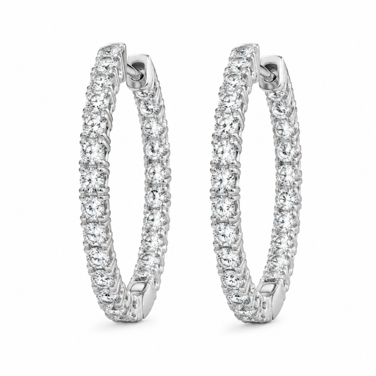 Malakan Diamond Inside Out Hoop Earrings