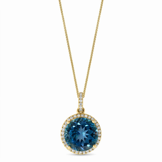 LALI London Blue Topaz & Diamond Pendant Necklace